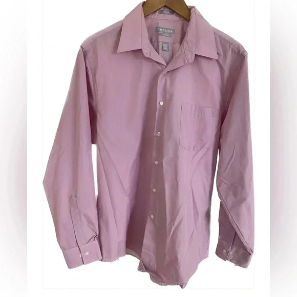 Van Heusen Poplin Collared Long Sleeve Dress Shirt Men’s‎ 16.5 (34) Pink NWOT - Picture 3 of 12